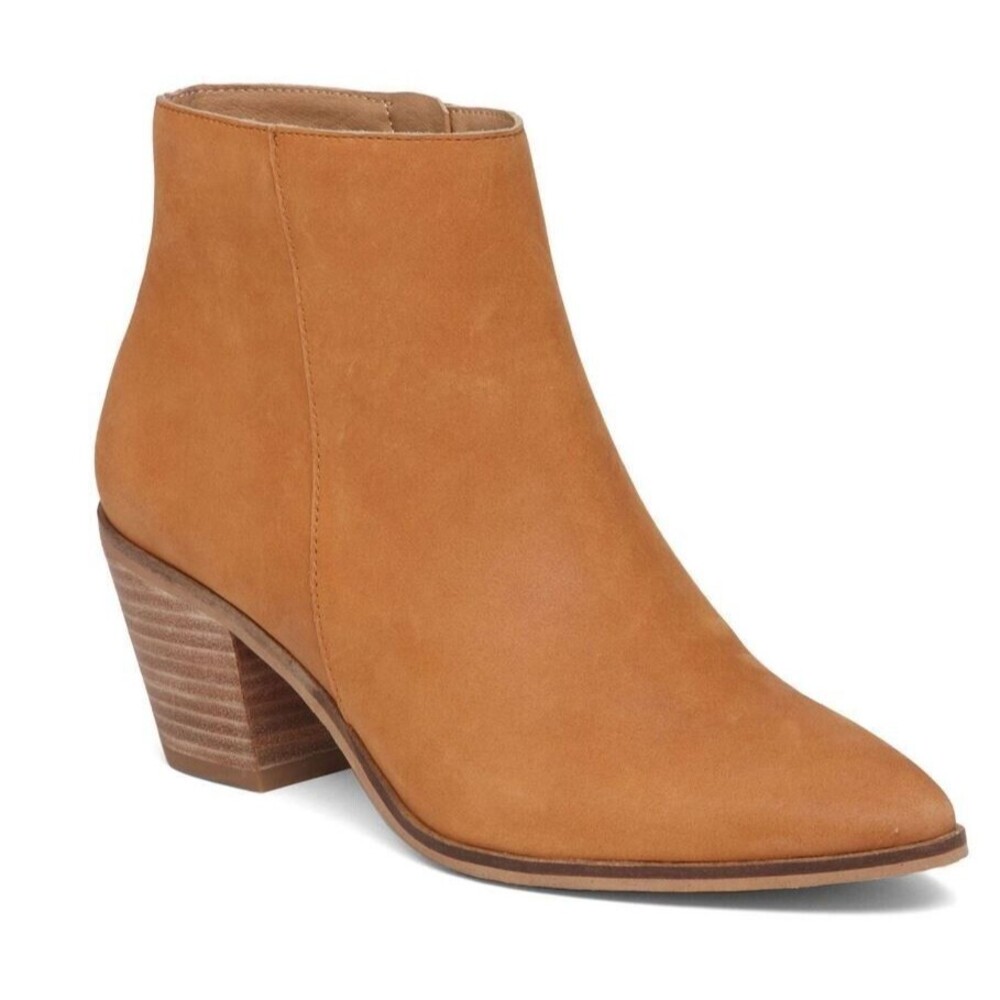 Lucky Brand Linnea Booties Tan Nubuck Leather Western Ankle Boots Womens Sz 7.5